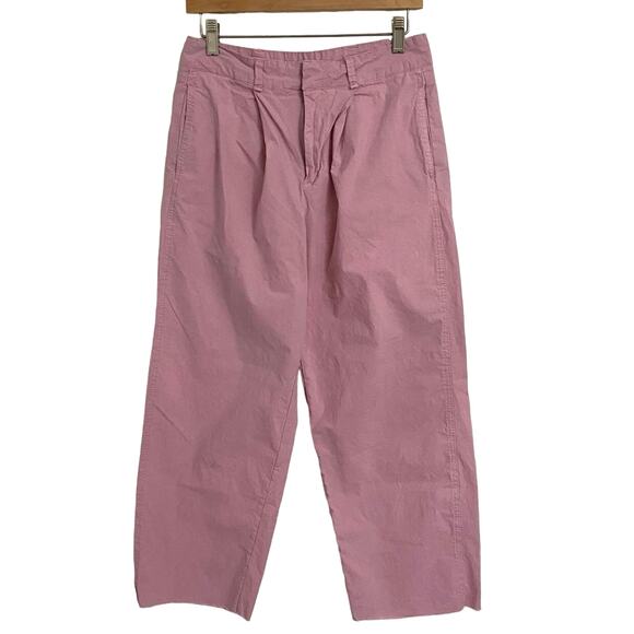 Free People Luca Barrel Pink Cropped Pleated Pants Womens Size 4 X 25 Casual - Picture 1 of 9
